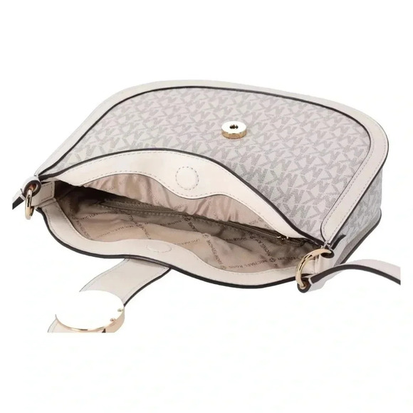 NWT MICHAEL Michael Kors Cream Signature Logo Hobo Crossbody - Picture 6 of 7